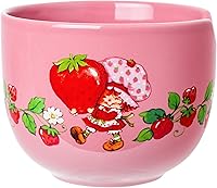 Vista 4 de Silver Buffalo Strawberry Shortcake - Tazón de cerámica vintage para ramen con palillos, apto para microondas, 20 onzas
