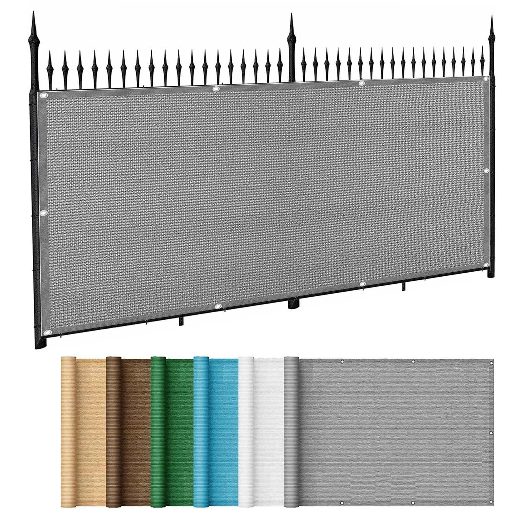 Balcony Privacy Screen Cover 115 x 360 cm(45 x 142inch) Wind and UV Protection Windbreak Net Fence with Holes for Backyard Deck Railing, Grey