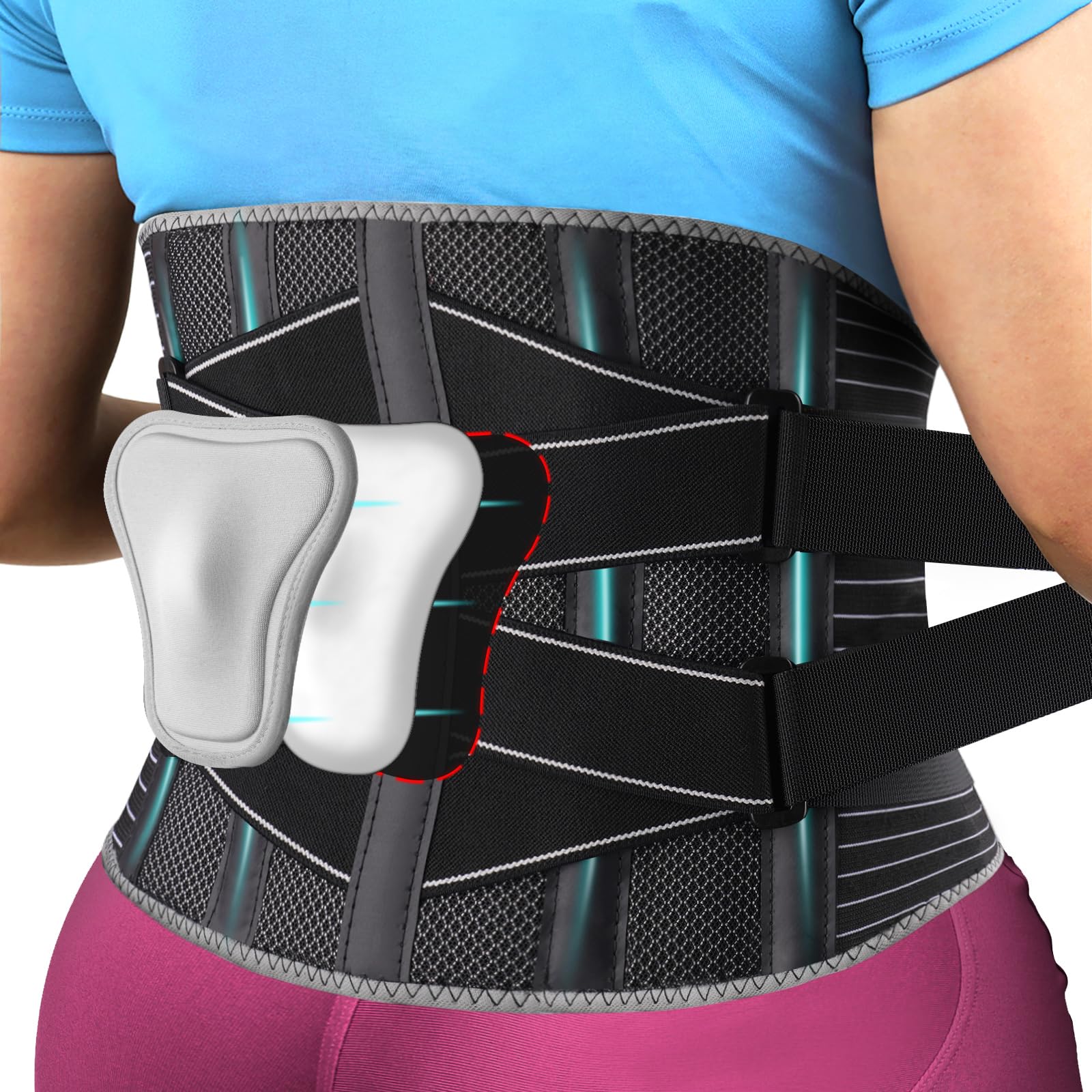 Back Brace for Lower Back Pain Women Men Relief with Removable 3D Lumbar Pad,Breathable Lumbar Support Belt for Men & Women with Bionic Support System,for Herniated Disc, Sciatica,S