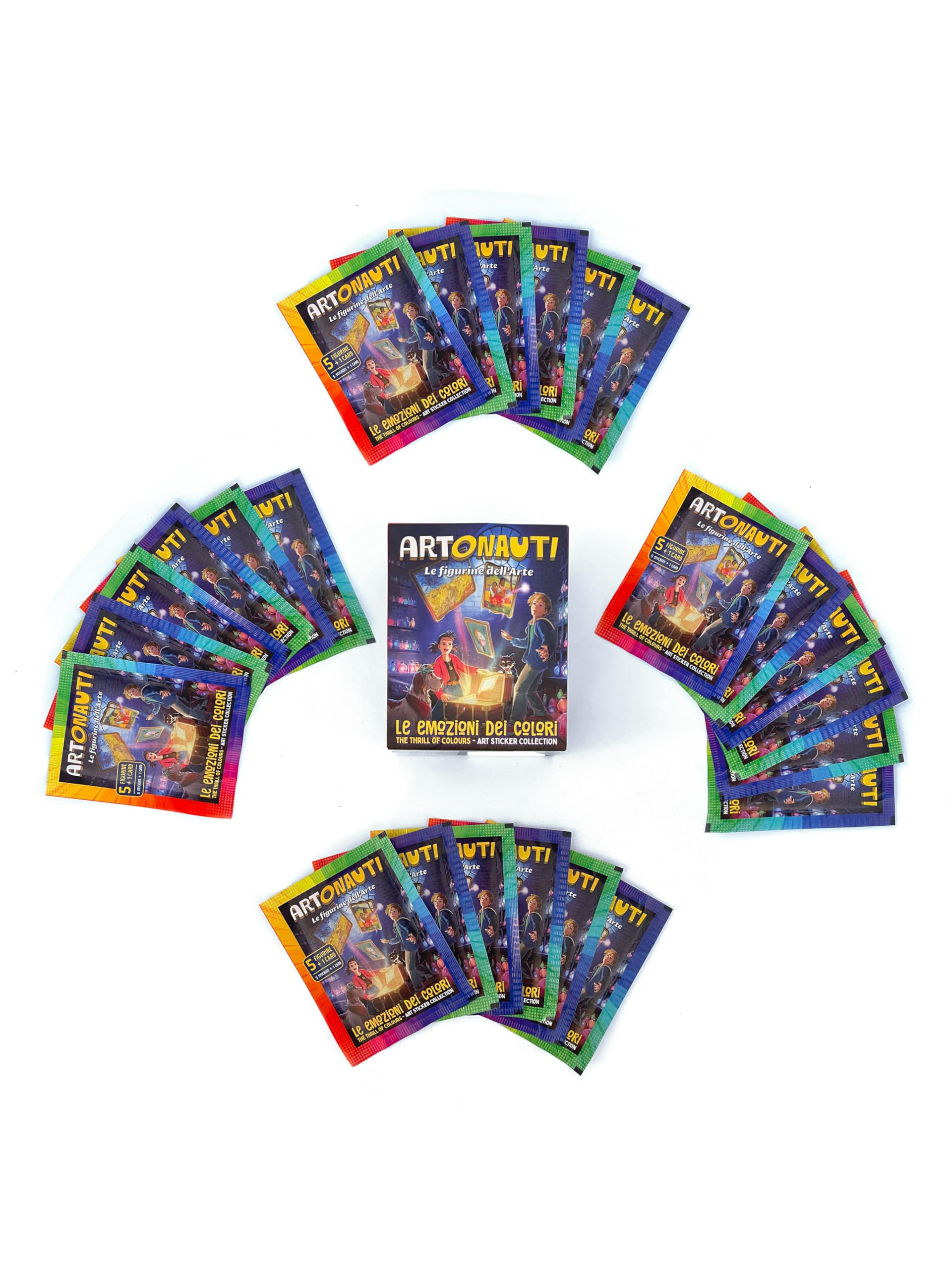 Le Emozioni dei Colori, Collezione di Figurine d'Arte, Box da 25 Pacchetti, 5 Figurine + 1 Card per Pacchetto