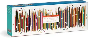 Galison Frank Lloyd Wright Colored Pencils Shaped Panoramic Puzzle, 1,000 Pieces, 44” x 14” – Landscape Jigsaw Puzzle with Colorful Artwork – Thick, Sturdy Pieces, Challenging Family Activity