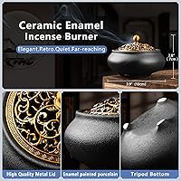Vista 3 de Quemador de incienso de cerámica con soporte para varillas de incienso, uso para incienso de palo/bobina, salvia, incienso de mosquitos y carbón
