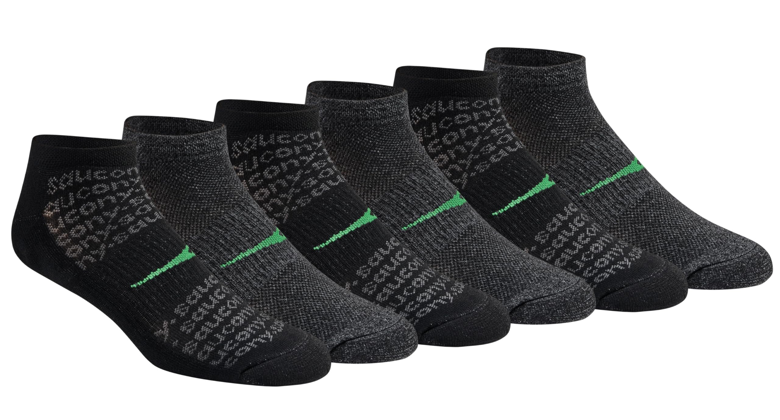 Saucony Men's RunDry Mesh Ventilating Comfort Fit Performance No-Show Socks, Available in M-XXL (6, 12, 18 Pairs)