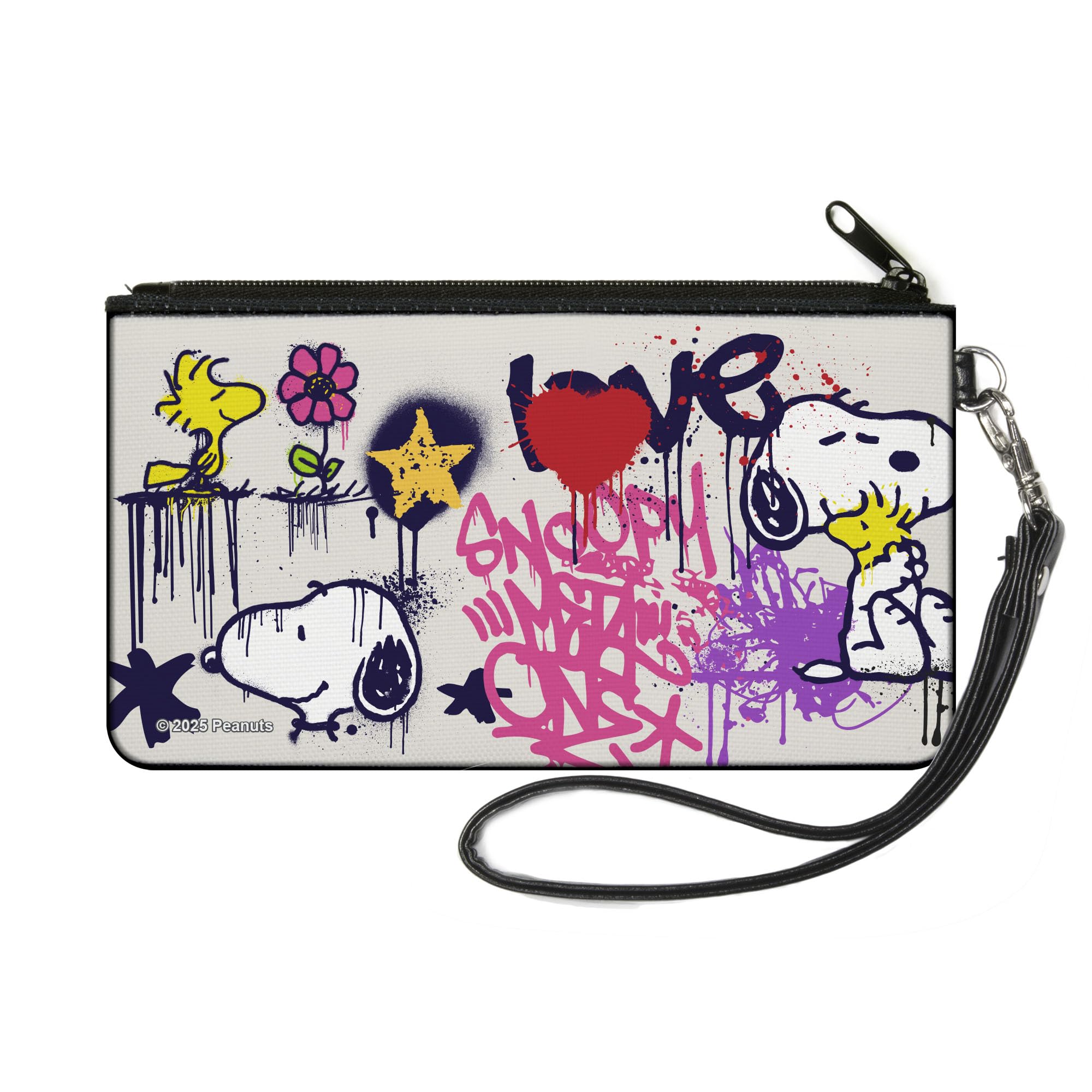 Peanuts Wallet, Zip Pouch, Peanuts Snoopy and Woodstock Graffiti Collage Multi Color, Canvas-image-47