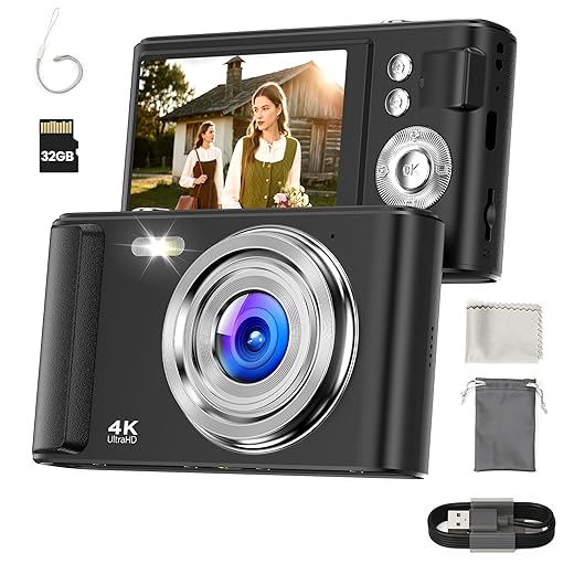 Digital Camera 4K for Kids: 48MP Cameras for Teens Photography - Autofocus Photo Camera Gifts for Children Ages 5-18 - Compact Cámara for Beginner - Point and Shoot Digital Cameras with 32GB TF Card