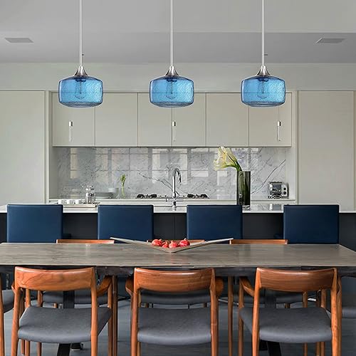 Miniatura 7 de 1 lámpara colgante de isla de cocina para interiores, 7.75 pulgadas, lámpara colgante de techo de vidrio sembrado antiguo, moderna casa de campo,