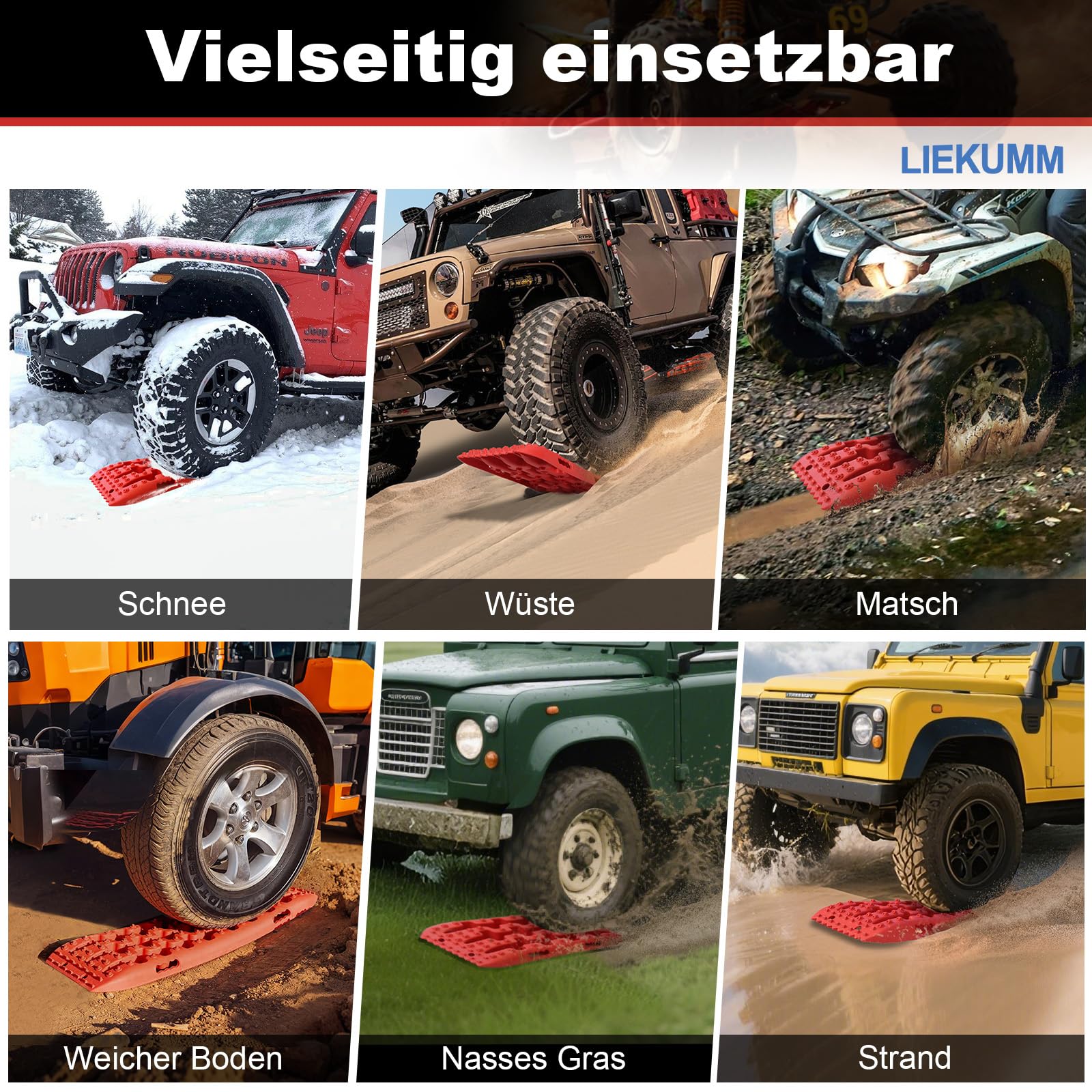 LIEKUMM 2 piezas de placas de arena, 69 cm Tamaño pequeño placas de arena para todo terreno para arena, lodo, nieve, 7 T ayuda al arranque para caravanas para coches, camiones, vehículos todo terreno