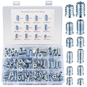 130 Pcs M6 M8 M10 Threaded Wood Inserts Assortment Kit, 0.4