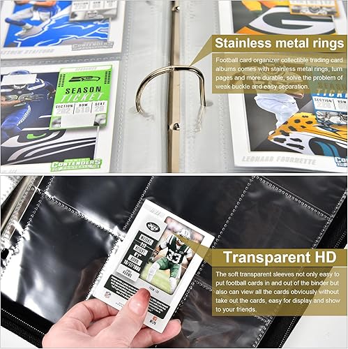 Miniatura 5 de Carpeta de tarjetas de béisbol de fútbol, tarjetas de fútbol 2022 2023, álbum para tarjetas de intercambio para NFL, 720 bolsillos, protectores de