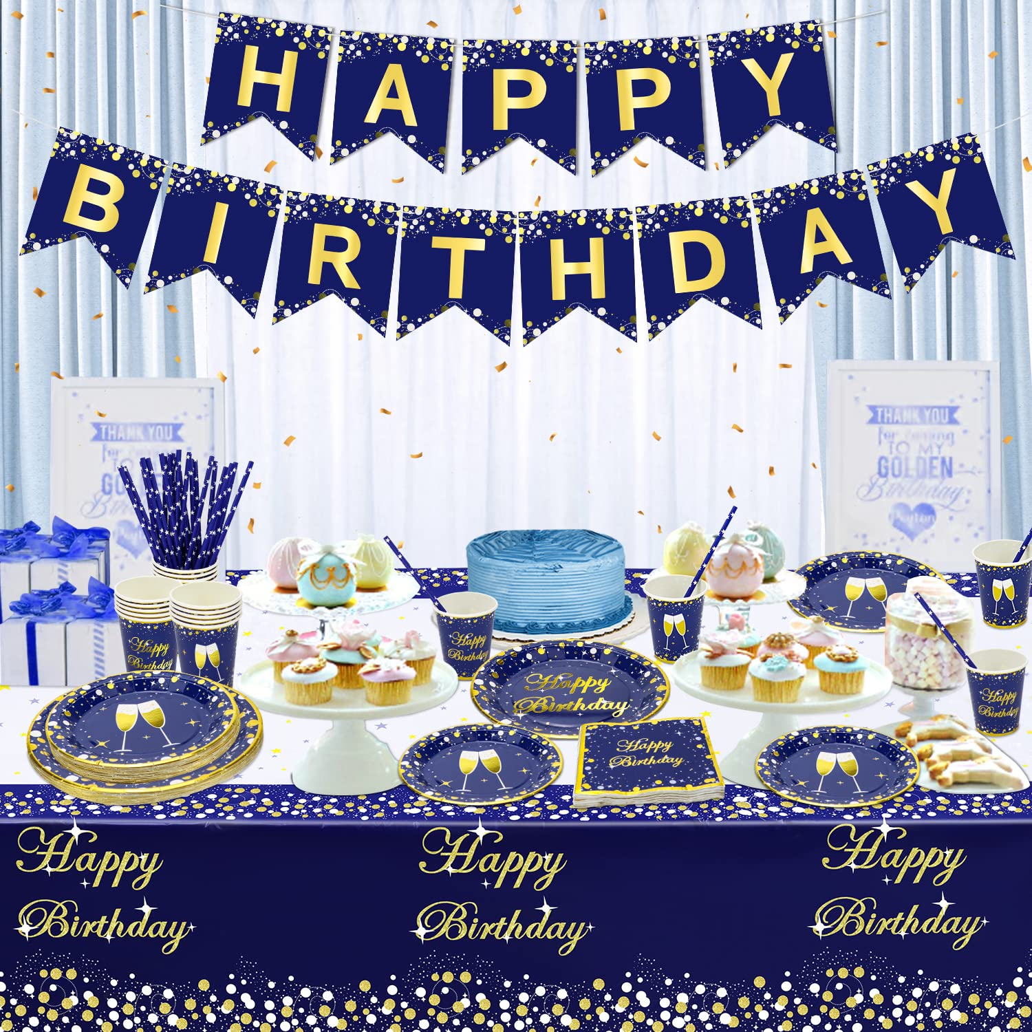 Bleu D'encre Party VaisselleVaisselles Anniversaire Ensemble