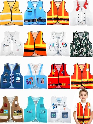 Puteraya 15 Pcs Kids Community Helper Dress Up Vest Career Cosplay Clothes Occupation Costumes for Toddlers Role Pretend Play disponible en Yaxa Colombia