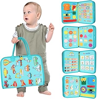 Busy Board for Toddlers 1 2 3 4 Year Old, 9-in-1 Montessori Toddlers Toys, Sensory Toys for Autistic Children, Preschool Learning Fine Motor Skills Toys, Travel Toy for Plane Car, Boys Girls Gift
