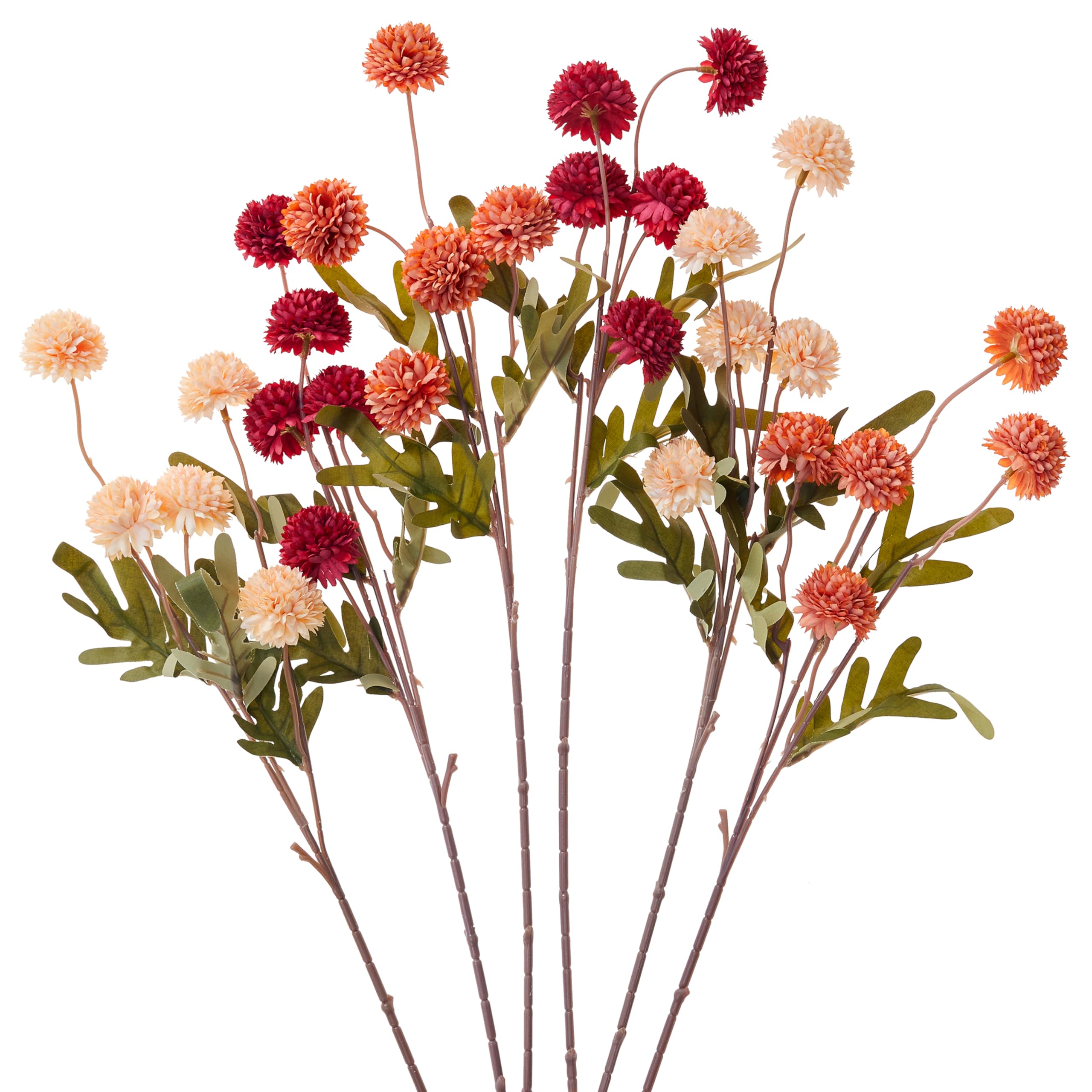 Künstliche Herbstblumenstiele, orangefarbene Blume, künstliche Herbststiele, künstliche Mütter, Herbstzweige, Mini-Blumenkugeln, Kunststiele für Vasen, Tischdekoration (sortiert)