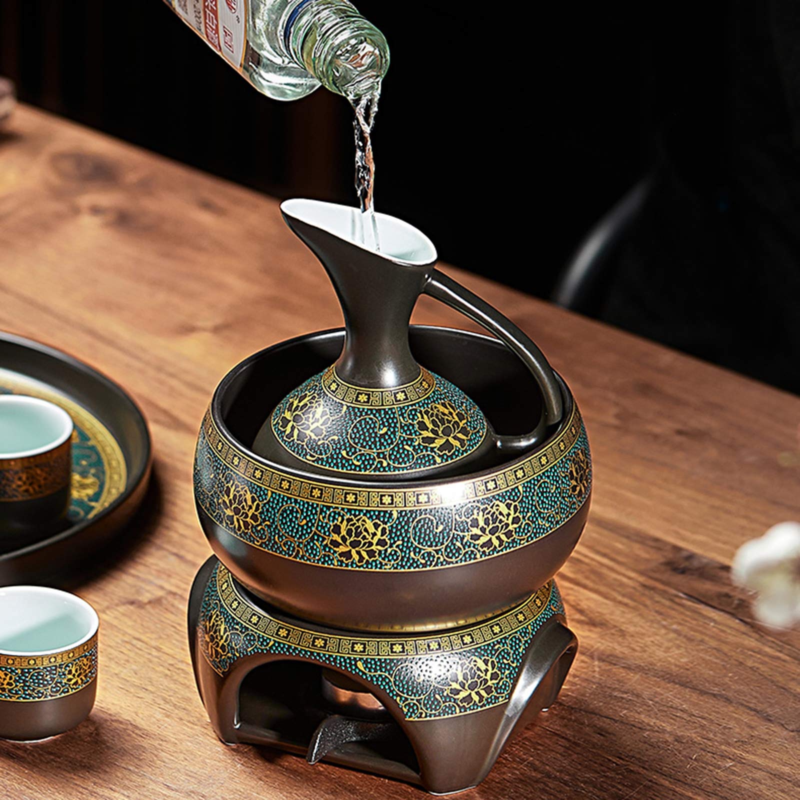 Tasse à saké Traditionnelle, Verres à vin en céramique, Ensemble de 6 Tasses à saké en céramique, Facile à Utiliser, Convient aux Amateurs de Culture, Artisanat Traditionnel (sans