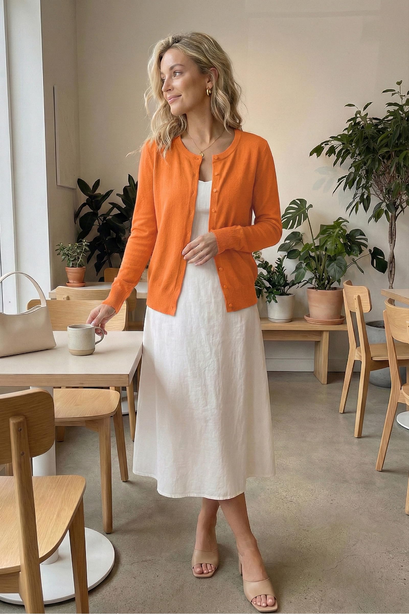 VOTEPRETTY Cardigan Leggero da Donna a Maniche Corte Top Estivo Solido