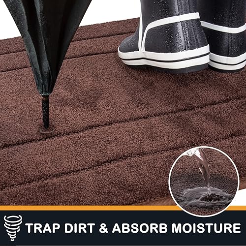 Miniatura 10 de PURRUGS Dirt Trapper - Tapete para puerta de 20 x 31.5 pulgadas, antideslizante, lavable a máquina, tapete para puerta de perro, tapete de