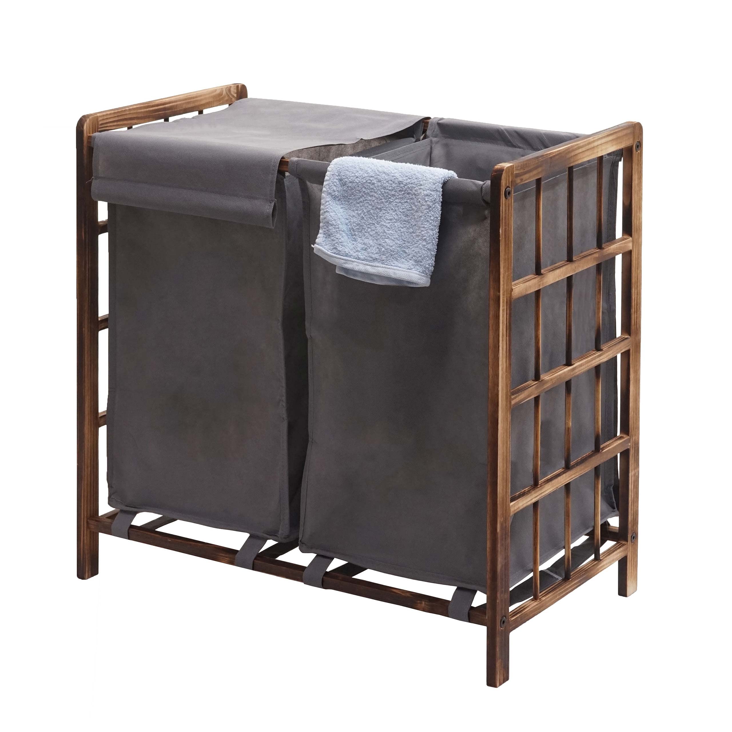 Mendler Kosz na pranie HWC-B60AM 60 x 60 x 33 cm - brązowy, obicie szare
