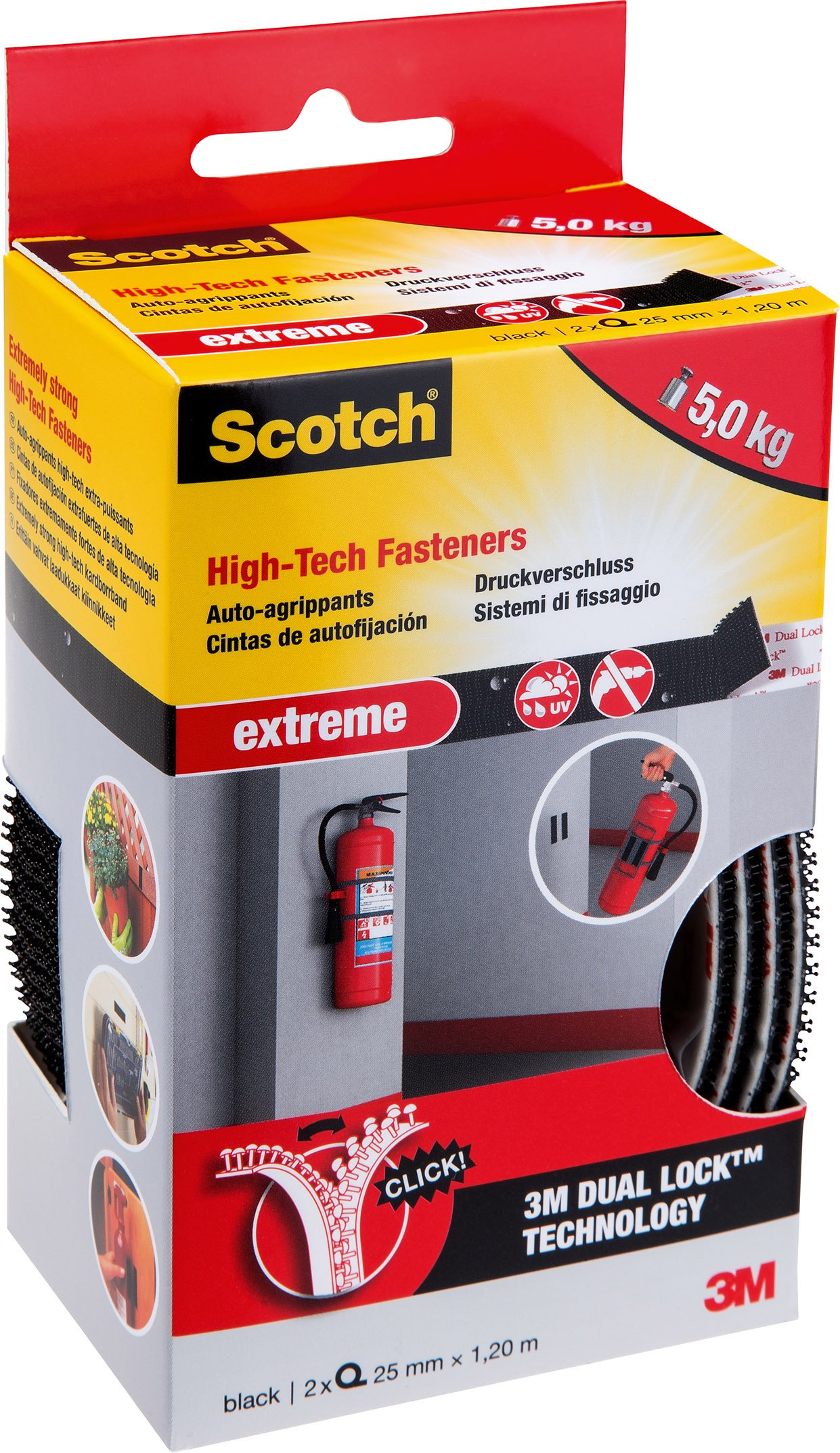 Scotch Tiras de sujecin extrema 2rollos de color negro de 25mm12m