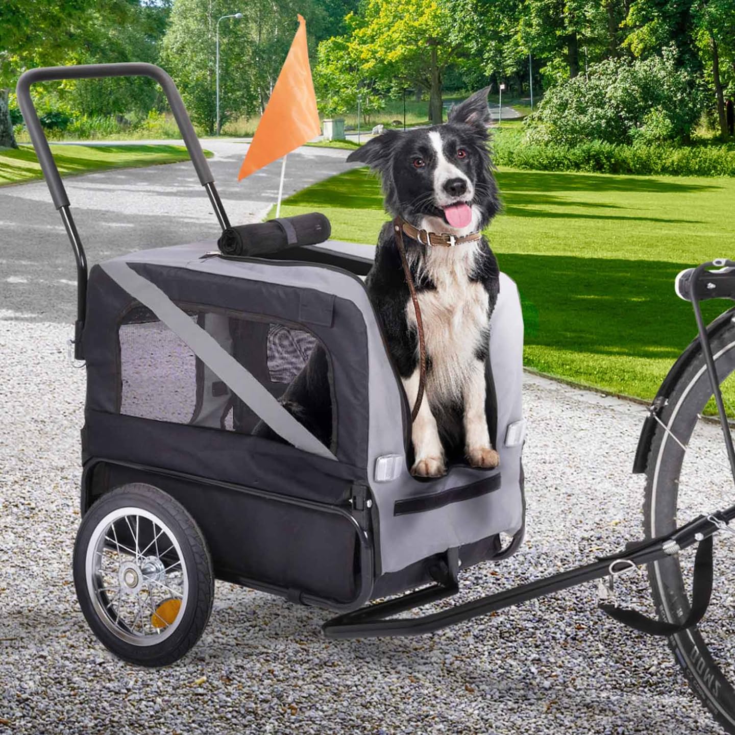 IDMarket - TILLY rimorchio per cani con catarifrangenti 128 x 52 x 102 cm per animali domestici