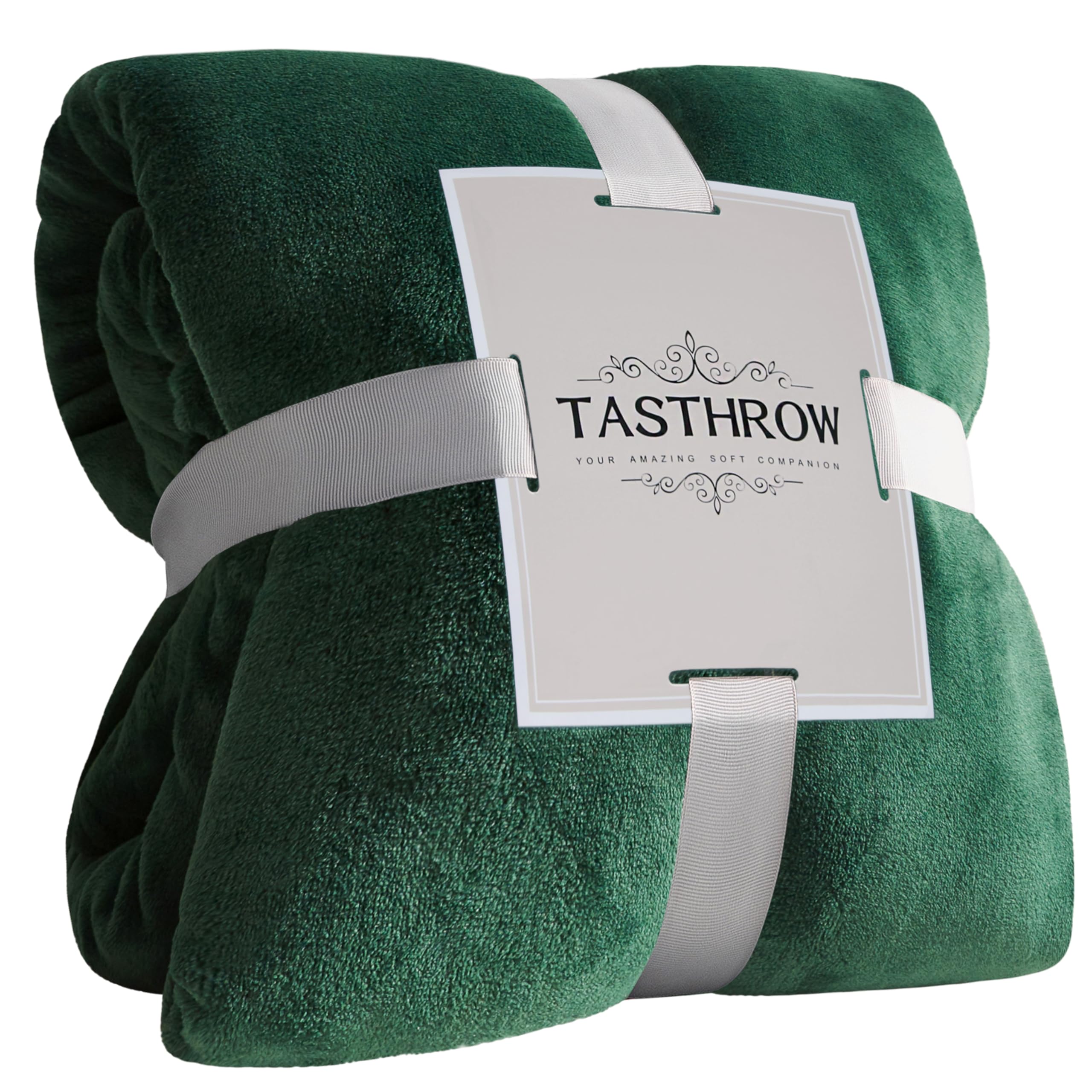 TASTHROW Dark Green Flannel Blanket for Bed 130 x 150 cm, Large Soft Blanket for Sofa Plush, Lightweight and Soft Blanket Suitable for All Seasons
