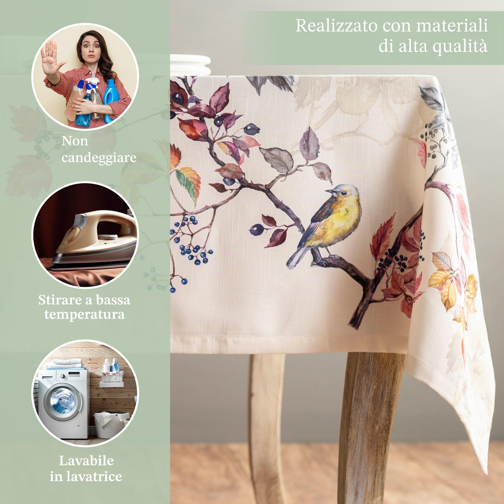 Maison d' Hermine Equinoxe - Beige, tovaglia in 100% cotone, per cucina, cena, tavolo, decorazione per feste, matrimoni, giorno del Ringraziamento, Natale (rettangolare, 160cm x 220cm)