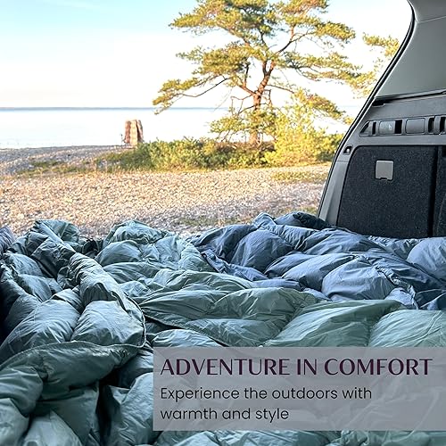 Miniatura 9 de Manta de campamento con caja de pies, ligera, plegable, resistente al agua, colcha de mochilero y cálida manta compacta para exteriores, 52 x 77