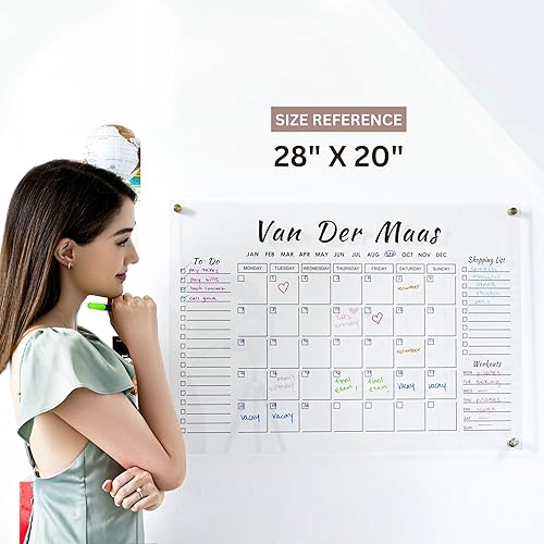 Miniatura 4 de Calendario de pared acrílico personalizado de alta calidad, plexiglás seco y borrable  Diseño acrílico ultra claro con nombre de familia acrílico
