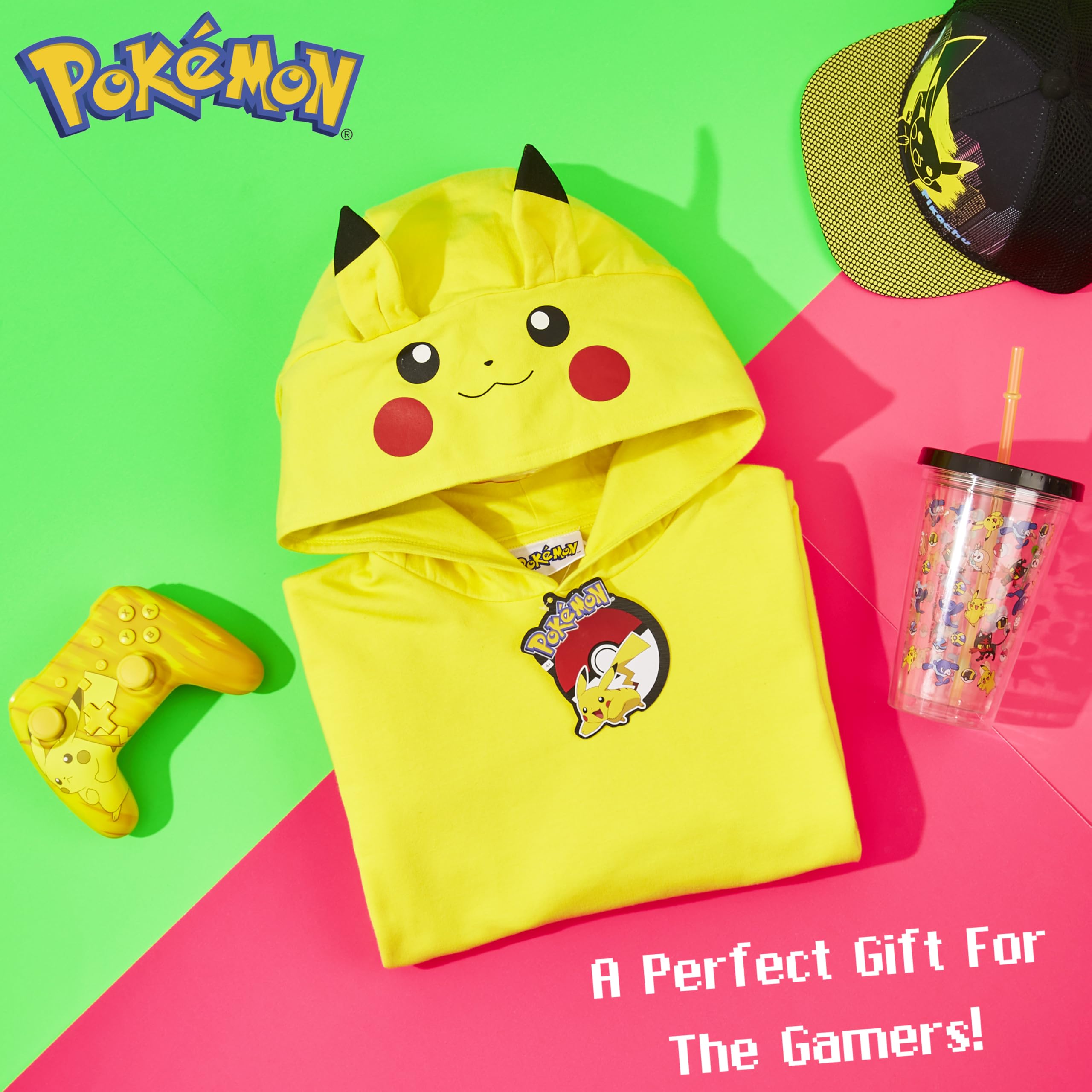 Pokémon Felpe con Cappuccio per Bambini e Ragazzi, Felpa Comoda con Tasca a Canguro