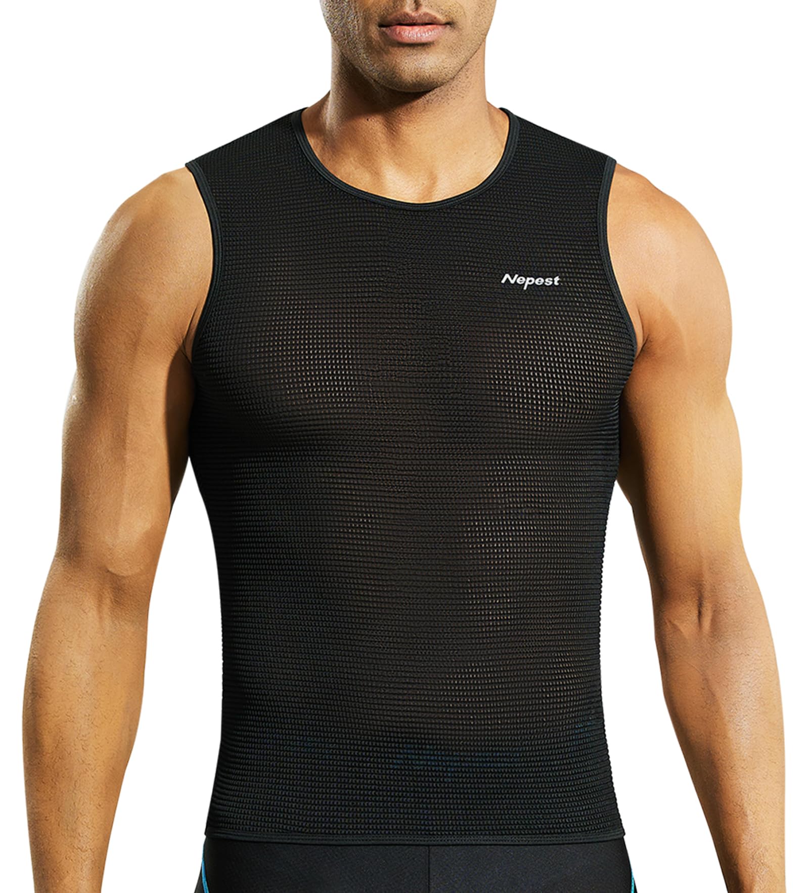 Nepest Baselayer Herren Fahrrad Rennrad Unterhemd Kurzarm 1er und 2er Rad Tanktop äRmelloses Atmungsaktive Mesh Superlight Fahrradtrikot äRmellos Men Cycling Schnell Trocknend Maschinenwaschbar