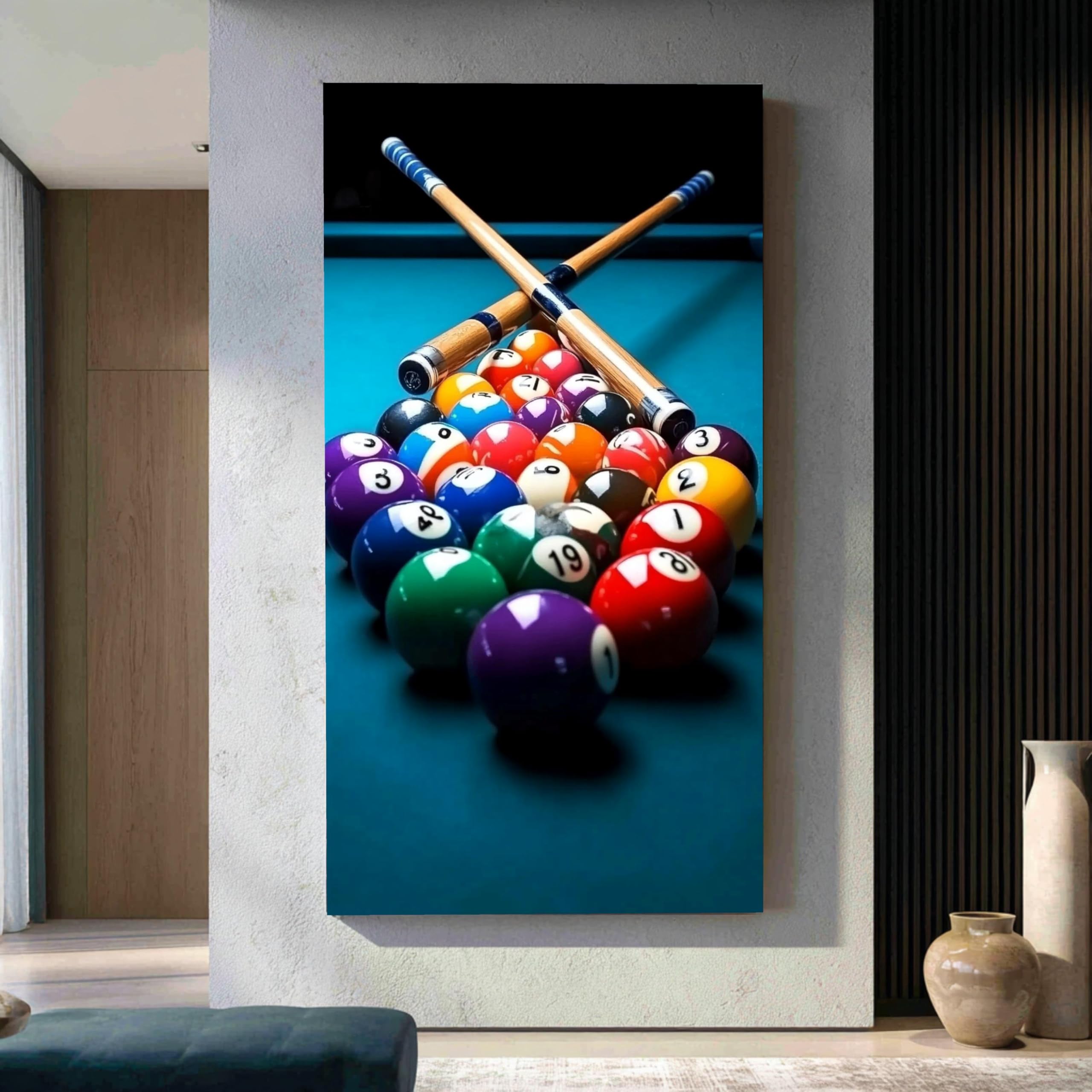 XINBAO Billiard Balls Canvas Print, Game Room Decor, Sports Art, Large Canvas Wall Art, for Home Wall Decor sized Piece Painting(40x70cm/Frameless)