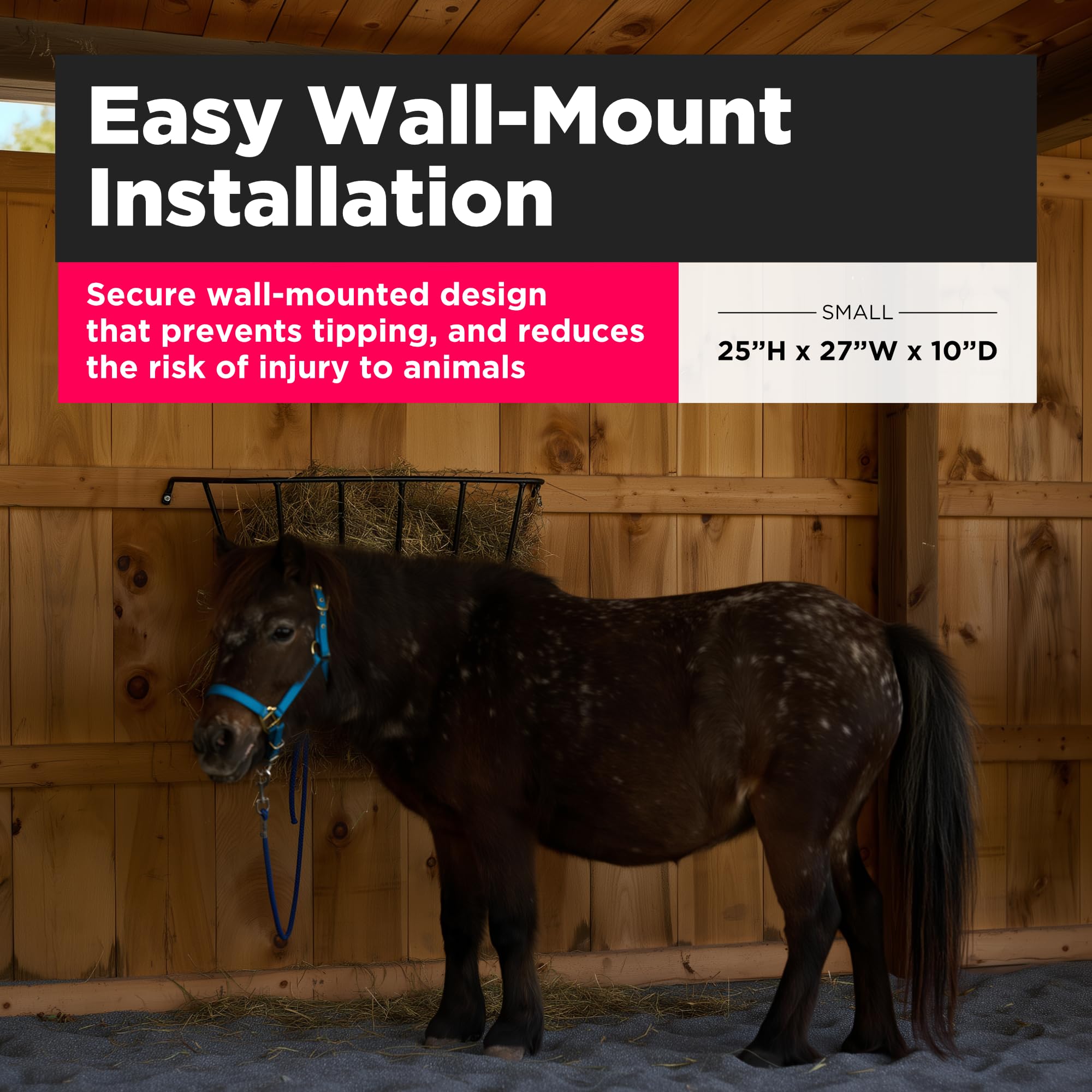 Scenic Road Wall Mount Hay Feeder for Horses, Goats, Sheep & Livestock – Heavy Duty Steel Hay Holder, Wall Mount Rack, Pig Hay Feeder, Easy to Install, 25" H x 36" W x 12" D (Model SLW844) - image 4