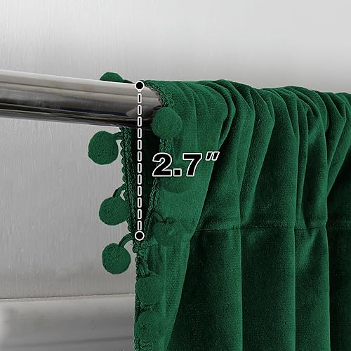 Miniatura 10 de Victree Cortinas opacas de terciopelo con pompones para dormitorio, cortinas opacas de 52 x 72 pulgadas de largo, oscurecimiento de la habitación,