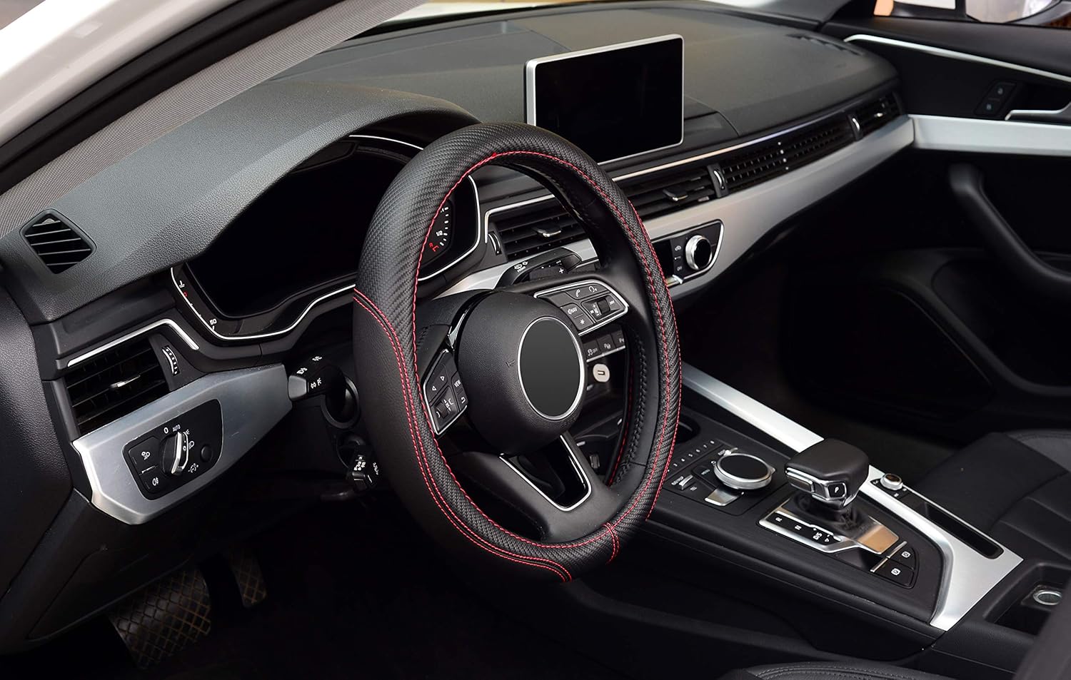 LABBYWAY Microfiber Leather Auto Car Steering Wheel Cover,Universal Fit 15 Inch Anti-Slip Wheel Protector (Black) : Automotive