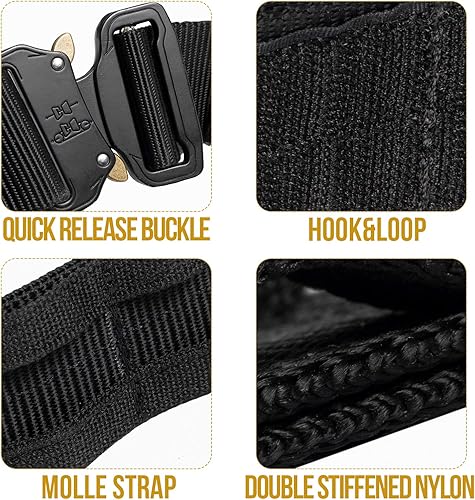 Miniatura 3 de VISMIX Cinturón táctico, cinturón de batalla MOLLE de liberación rápida de 1.75 pulgadas con cinturón interior y almohadilla antideslizante,