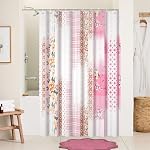 Boho Rideau de douche pour salle de bain Résumé Gris Bleu Aquarelle Rideau de Douche Set avec Crochets Art Contemporain Brosses Tissu imperméable Rideaux de douche 72x72inches