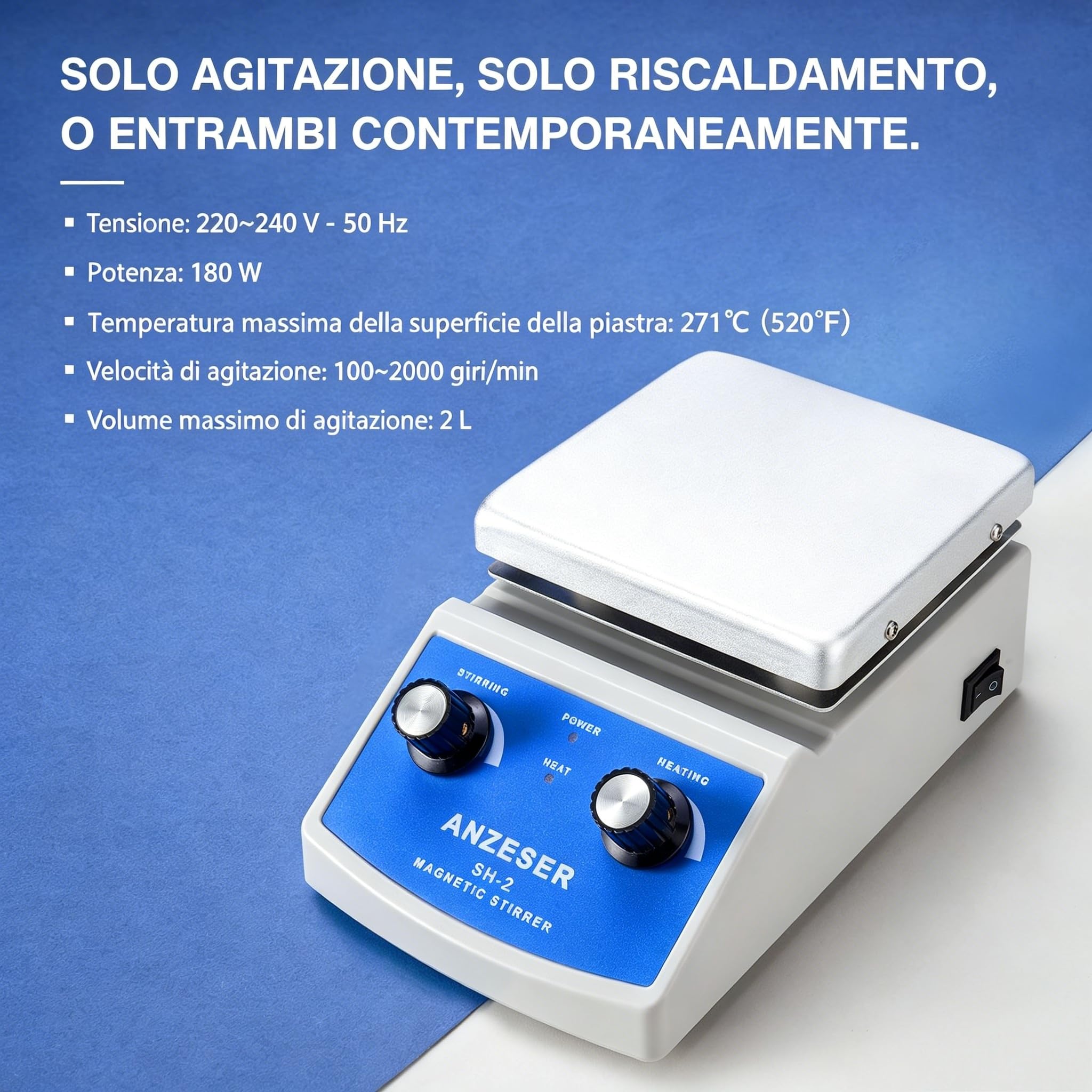SH-2 lab Miscelatore magnetico agitatore piastra calda a doppio controllo con barre di agitazione