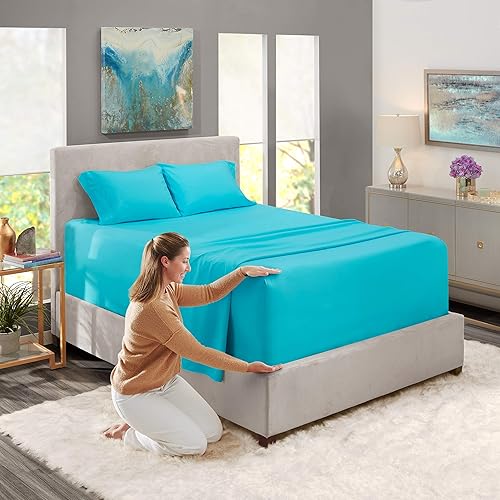 Miniatura 8 de Nestl - Juego de sábanas de 4 piezas, sabana bajera con laterales extraprofundos, sábanas con laterales extraprofundos, de 60 x 80 pulgadas, tamaño