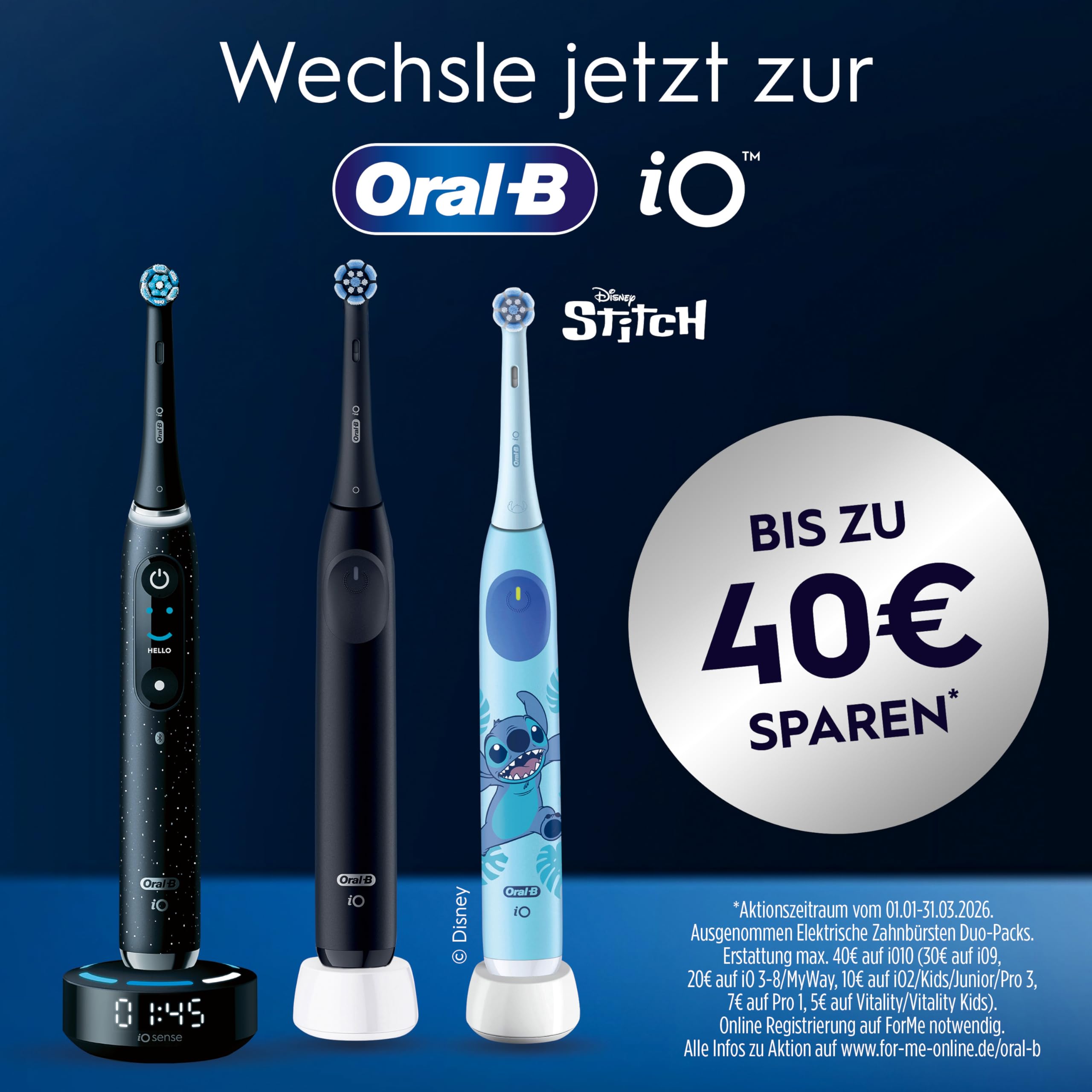 Oral-B iO Series 9 Elektrische Zahnbürste — Electric Toothbrush, Inkl. 3 Aufsteckbürsten — 7 Modi für Zahnpflege, CHIP Testsieger (11/25), Designed by Braun, Schwarz