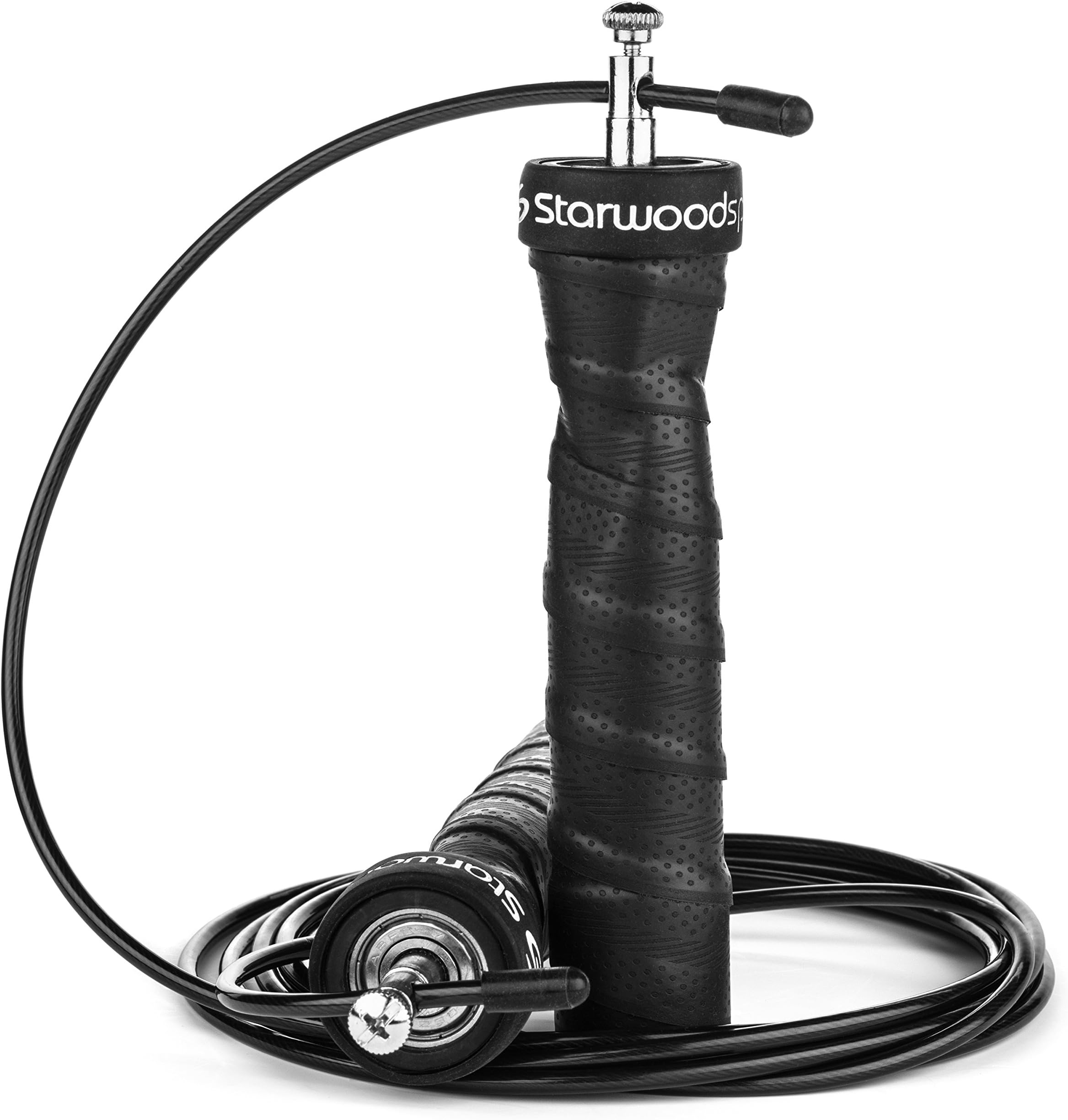 Starwood Sports Speed Skipping Rope for Fitness-Adjustable 10 ft Cable, Suitable for Men and Women, Black, Regular