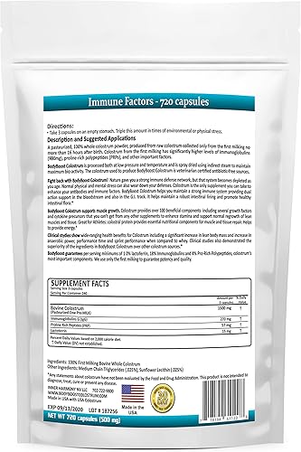 Miniatura 2 de BodyBoost Cápsulas de calostro, polvo de calostro 100% bovino, suplemento de refuerzo inmunológico con inmunoglobulina y lactoferrina, súper