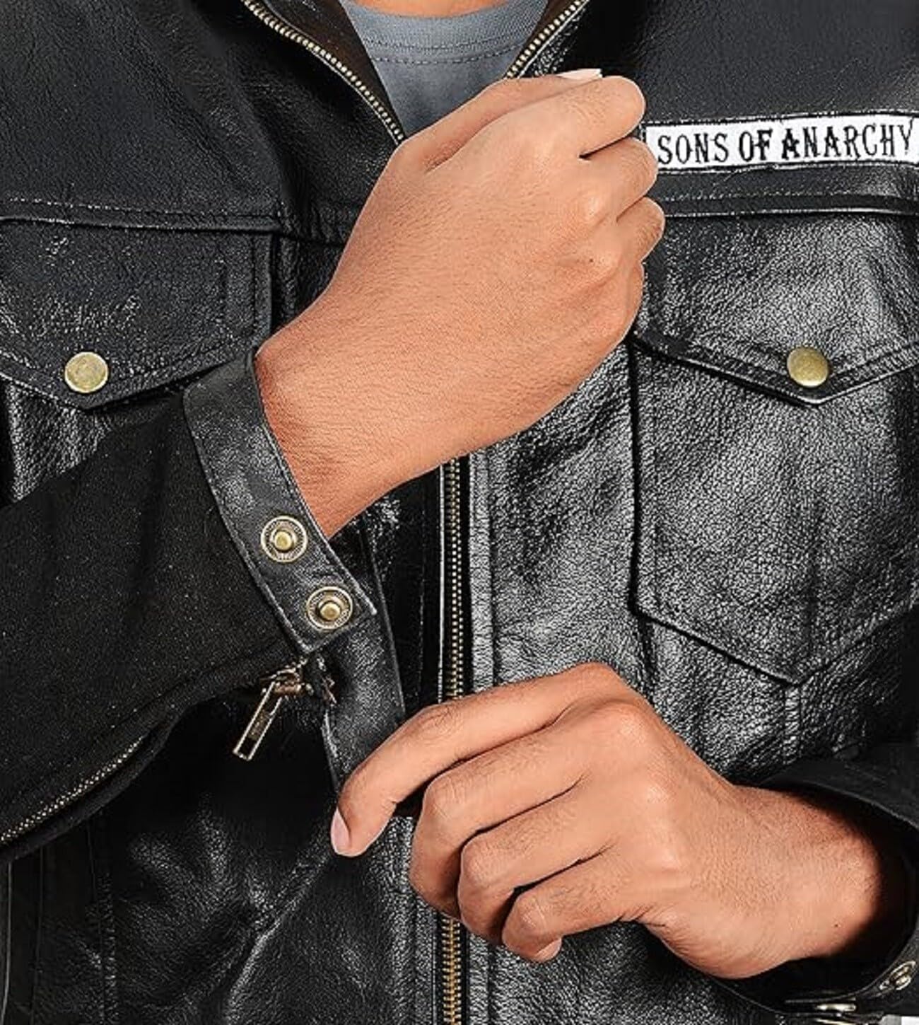 Chalecos y sudadera con capucha de piel para hombre, diseño de Hijo de la Anarquía Biker Club California