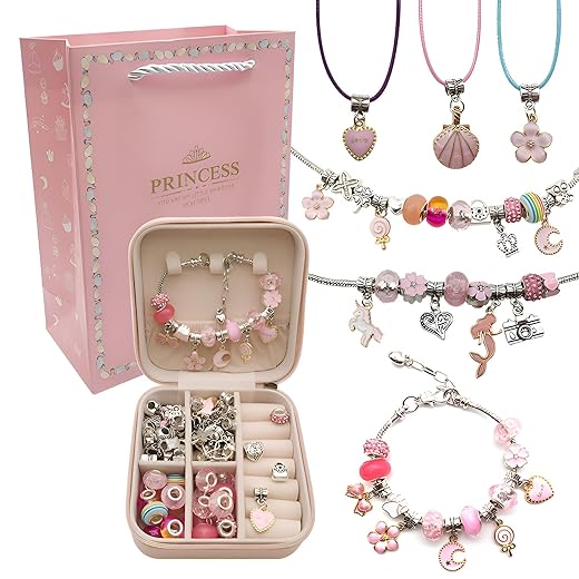 Kit Joia Pulseira Miçangas Berloques Diy Bracelete Princesas