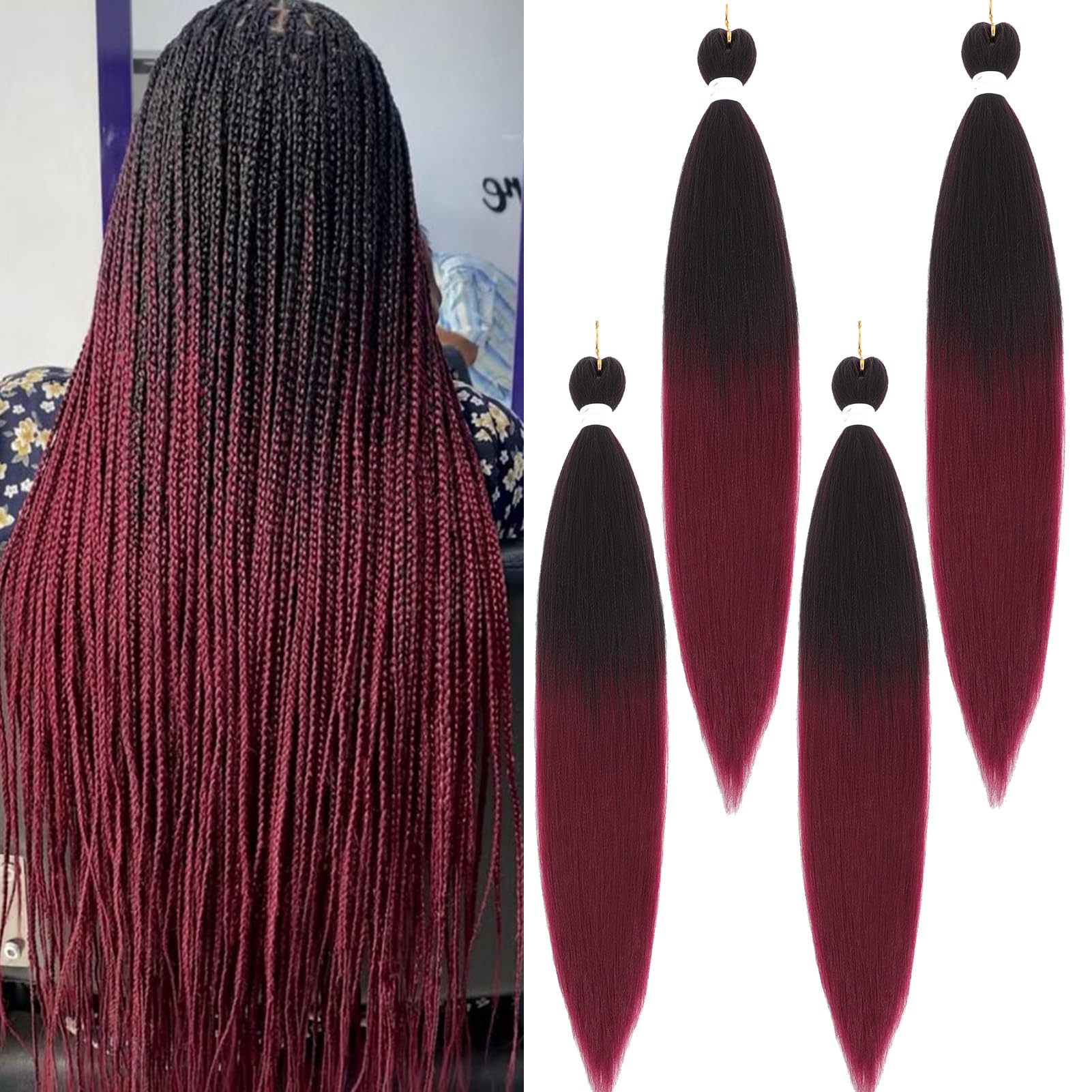 Amazon.com : Sakkou 28inch Burgundy Ombre Braiding Hair Pre  display picture 1