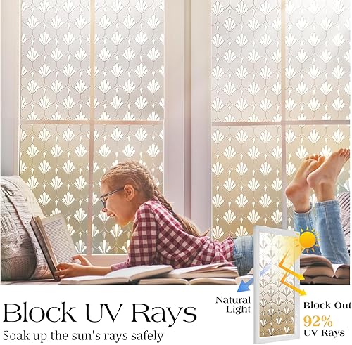 Miniatura 3 de rabbitgoo Película de privacidad para ventana, no adhesiva, película de vidrio esmerilado, película de bloqueo solar, película de vidrio decorativa