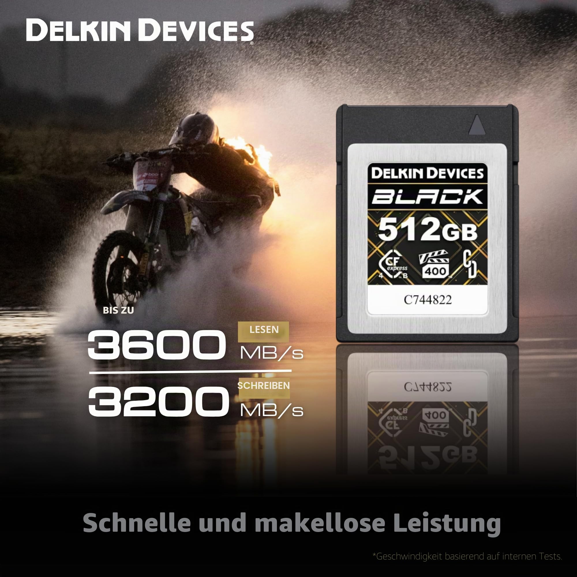 Delkin Devices Cfexpress™ Typ B 4.0 VPG400 Speicherkarte, Schwarz, 512 GB, High-Speed-Leistung für professionelle Fotografie und Videografie (512 GB)