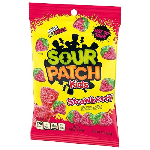 Miniatura 13 de SOUR PATCH KIDS Caramelos suaves y masticables de fresa, caramelos a granel, bolsas de 12-8 onzas