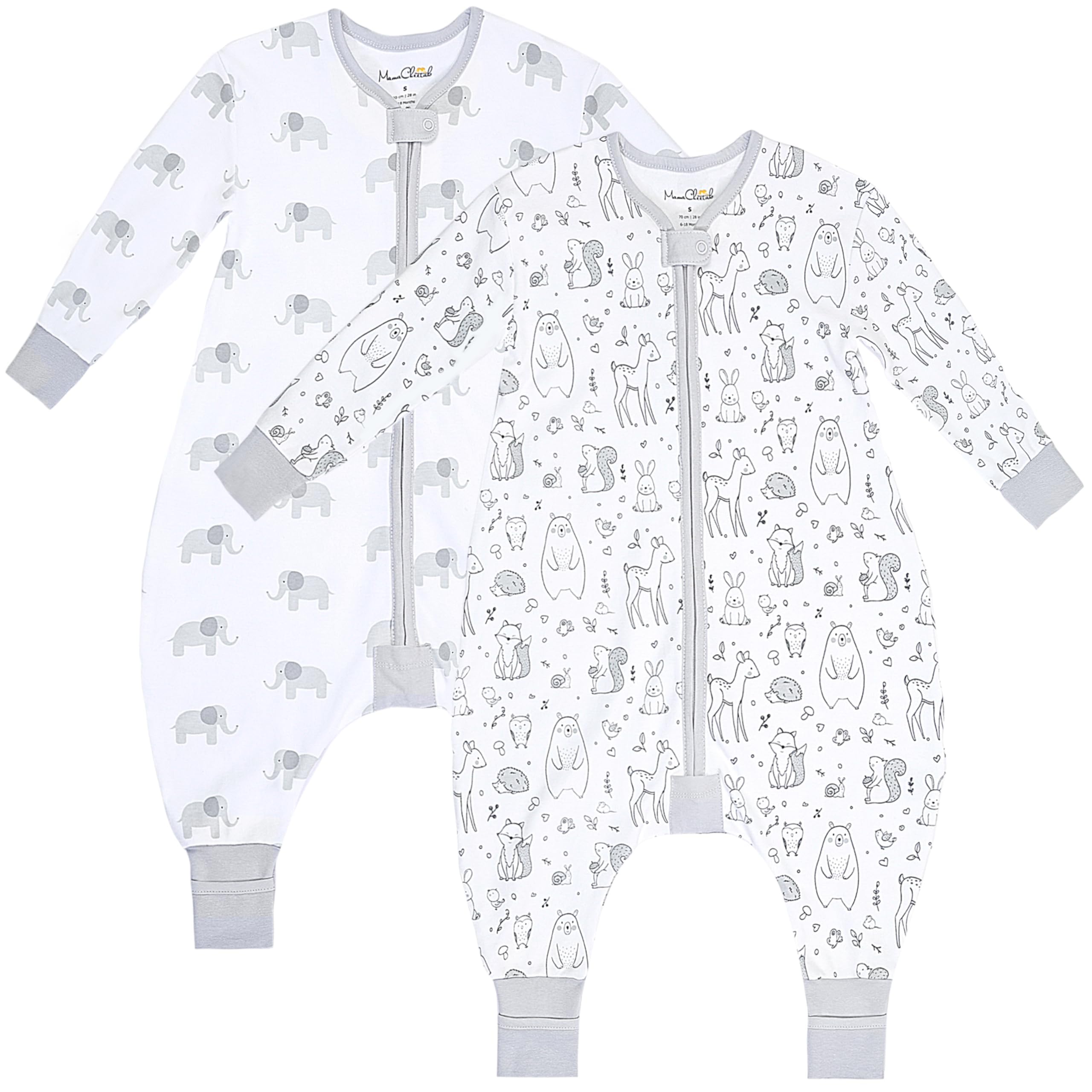 Mama Cheetah Toddler Sleep Sack with Feet, Long Sleeve 1.0 TOG Organic Cotton Baby Sleeping Bag with Legs, Wearable Blanket for Walkers with 2-Way Zipper, Toddler Blanket for Girls Boys 3-4T, 2-Pack — image 1