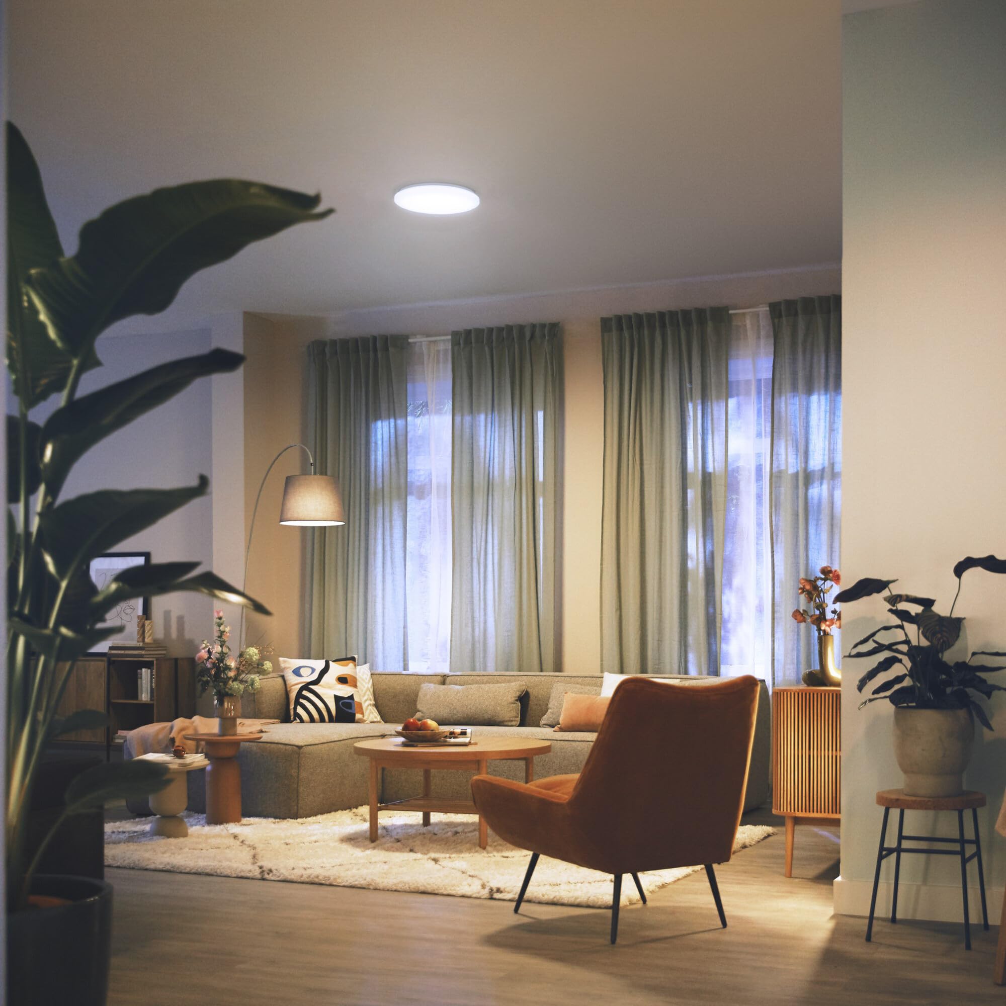 Philips LED Izso, Plafoniera Rotonda + telecomando, Luce Bianca da Calda a Fredda, Dimmer a Fasi, 40W, Bianco