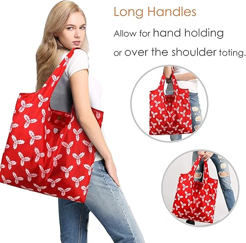 Vista 87 de BeeGreen Bolsas para comestibles, lavables a máquina, paquete de 12 bolsas extragrandes reutilizables, resistentes, plegables con banda Moss Marrs