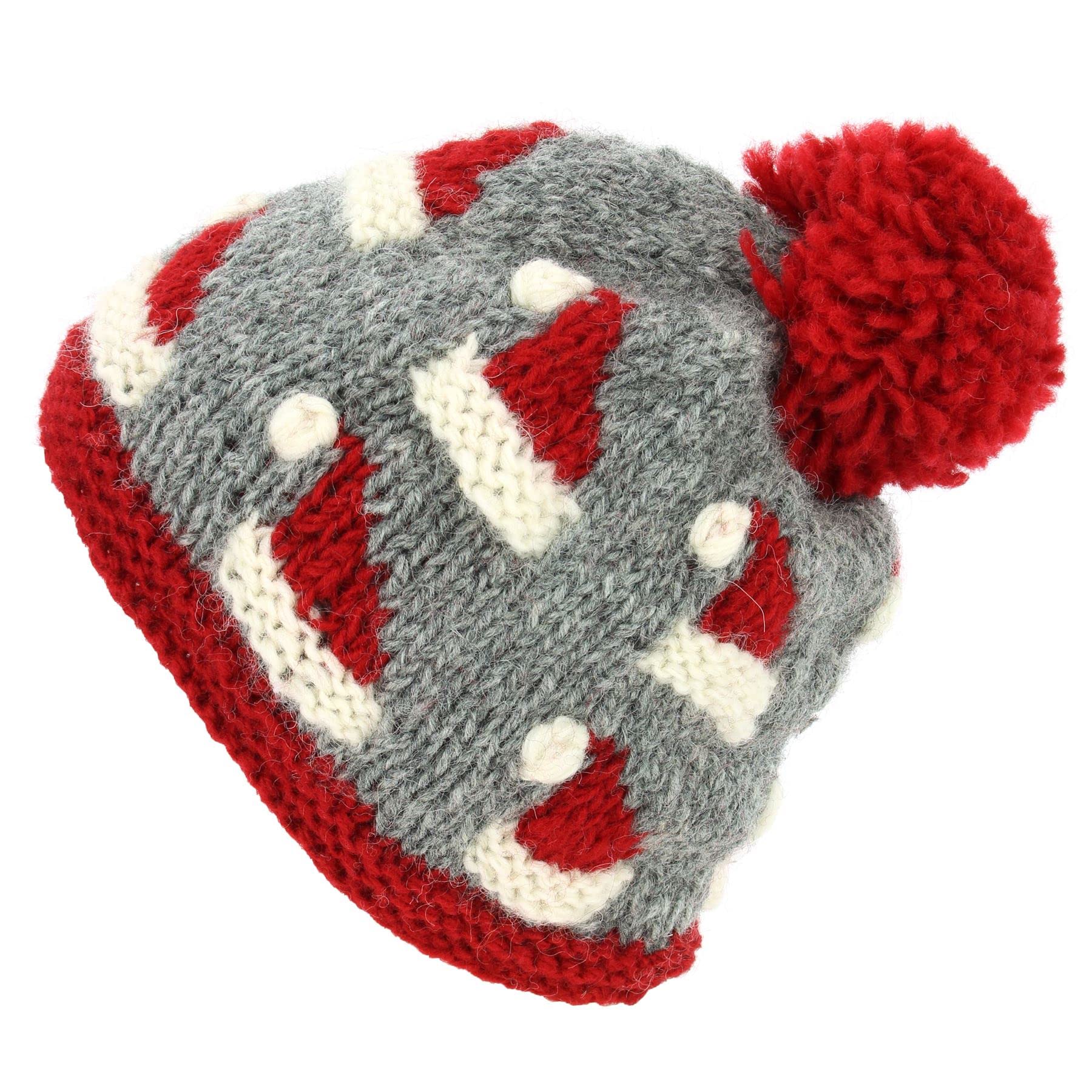 Loudelephant Unisex Santa Hats Hand Knitted Wool Beanie Bobble Hat